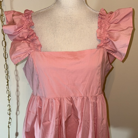 Club L London pink ruffle sleeve babydoll maternity mini dress - Picture 5 of 9